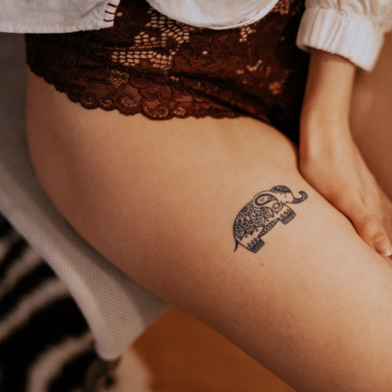 Religious Ganesh Thigh Tattoo by Good Kind Tattoo